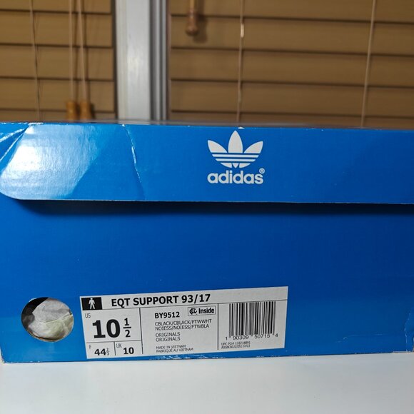 Brand new Adidas EQT Support 93/17 Triple Black Sneakers BY9512 Mens US 10.5 - Picture 10 of 12